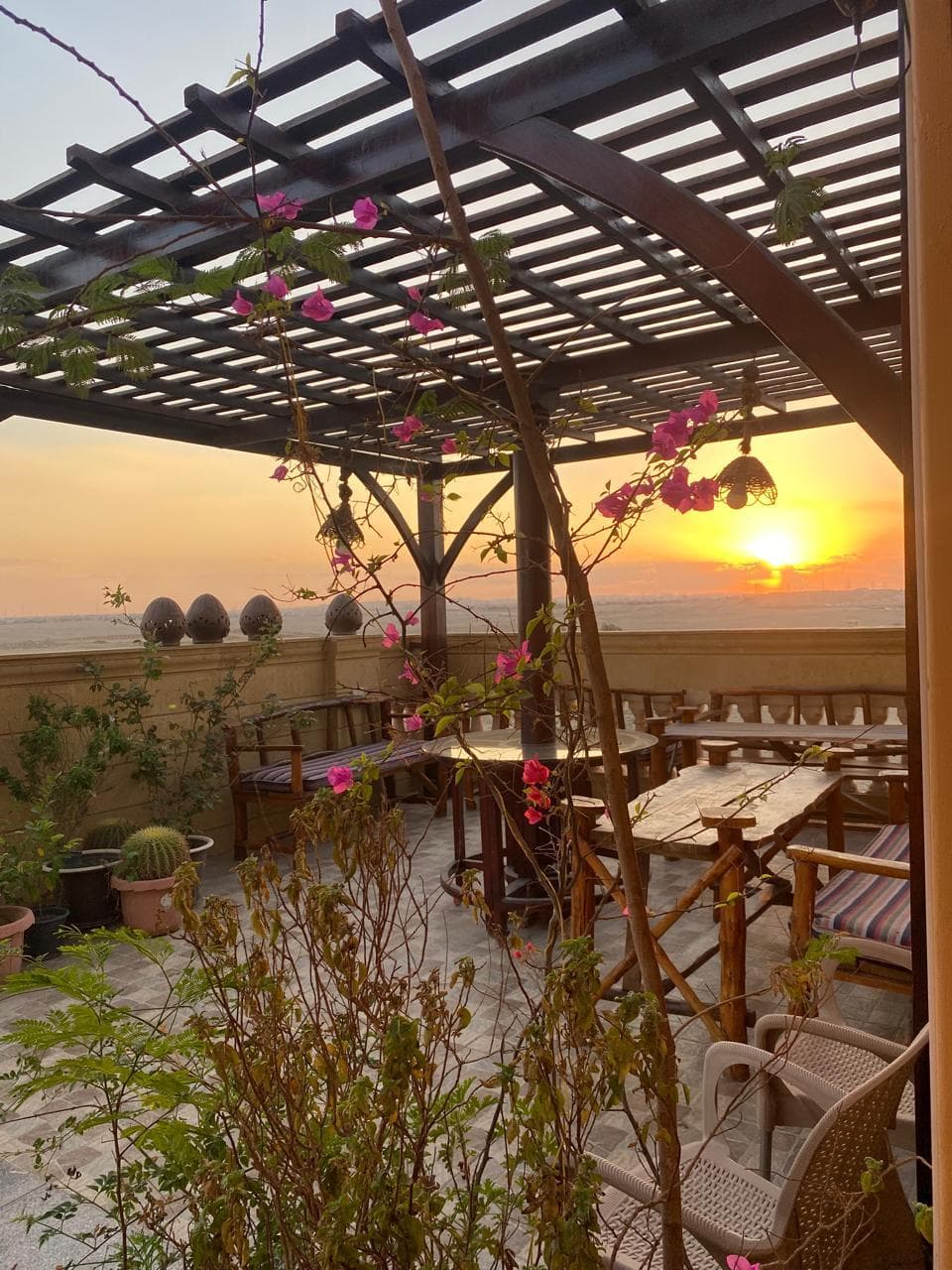 Private rooftop terrace at sunset